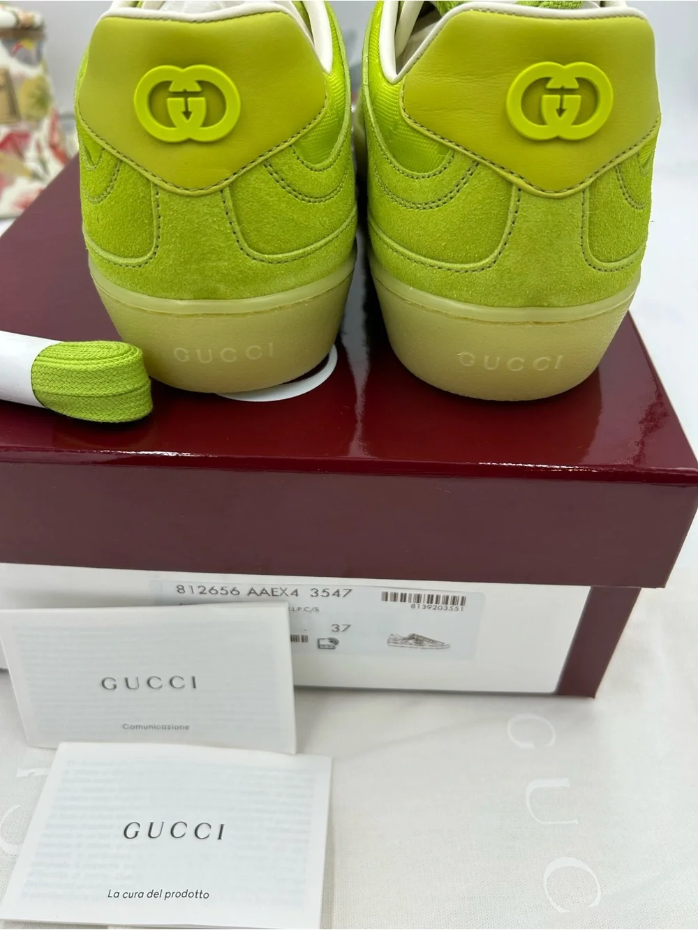 Women's Gucci G 75 suede GG monogram low top sneakers size 37 made in Italy
